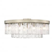  1768-9SF WG-HWG - Ciara WG 9 Light Semi-Flush in White Gold with Hammered Water Glass Shade